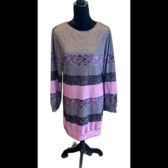 Dress  Color Block Purple Black Size XL + Stretch Soft  Fabric Casual  Work - Picture 1 of 12